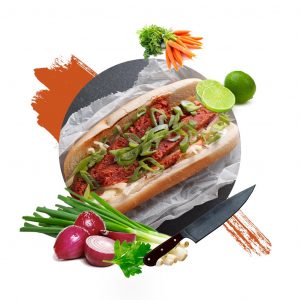 Hot dog s hracháčem a salátem coleslaw